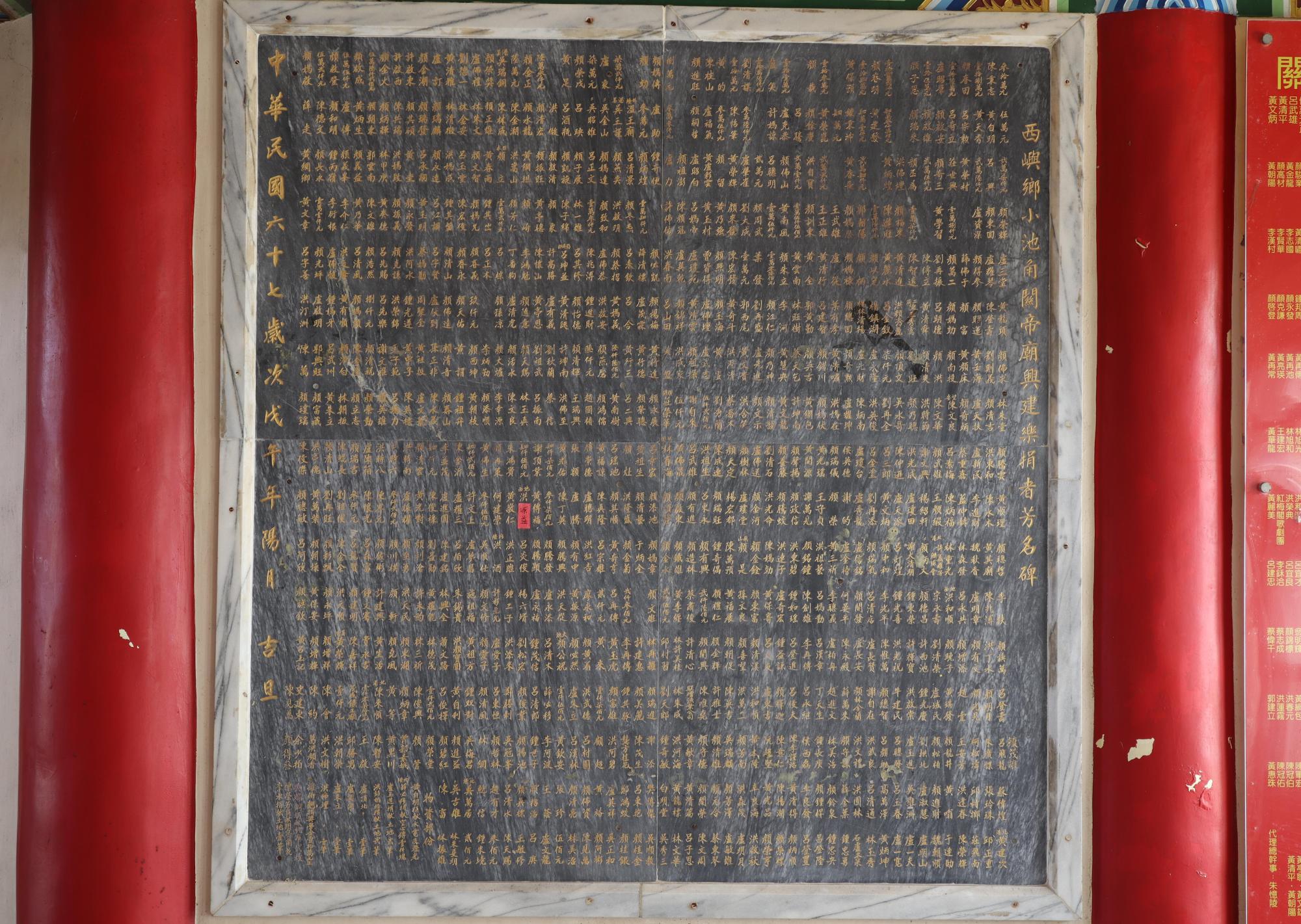 2025西嶼鄉小池角關帝廟興建樂捐者芳名碑記錄